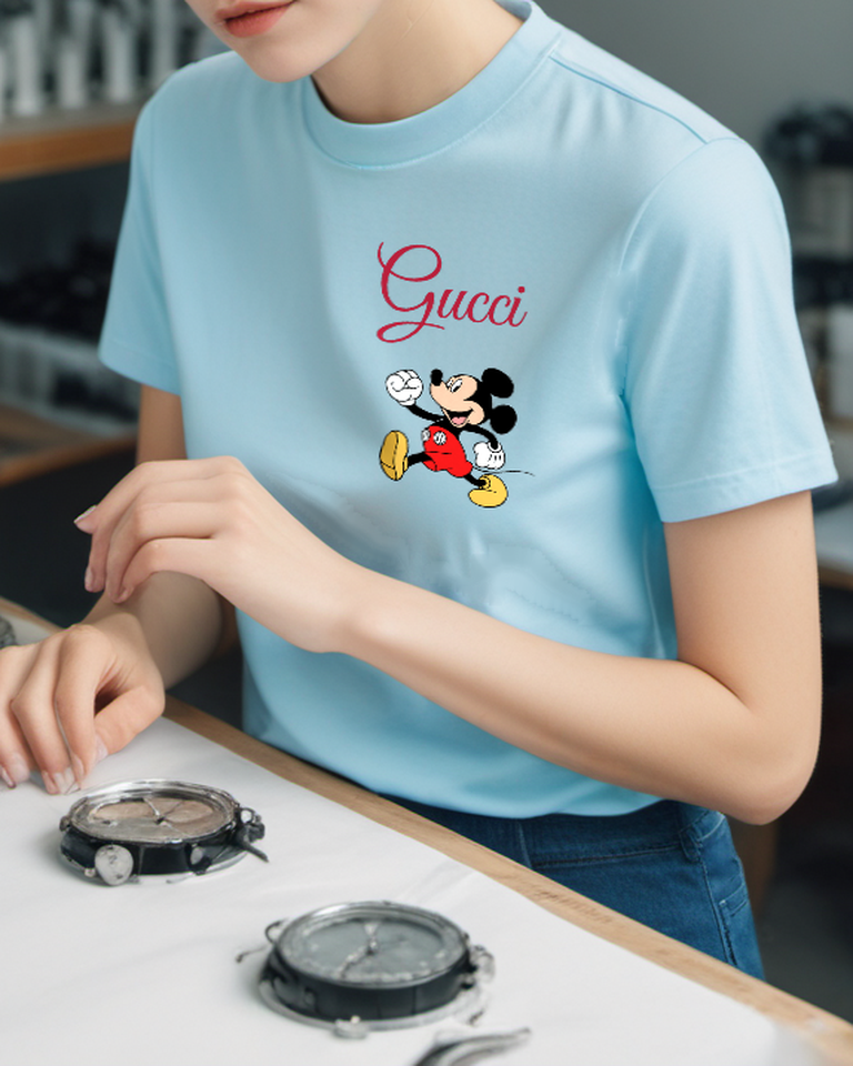 Sky Blue Marching Fist Mouse Graphic T-Shirt - styled view 3
