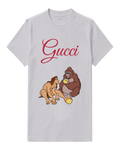 Light Gray Tarzan And Gorilla Sharing Fruit Graphic T-Shirt - front product view