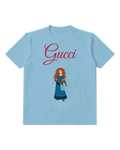 Sky Blue Curly Red Haired Archer Standing Graphic T-Shirt - front product view