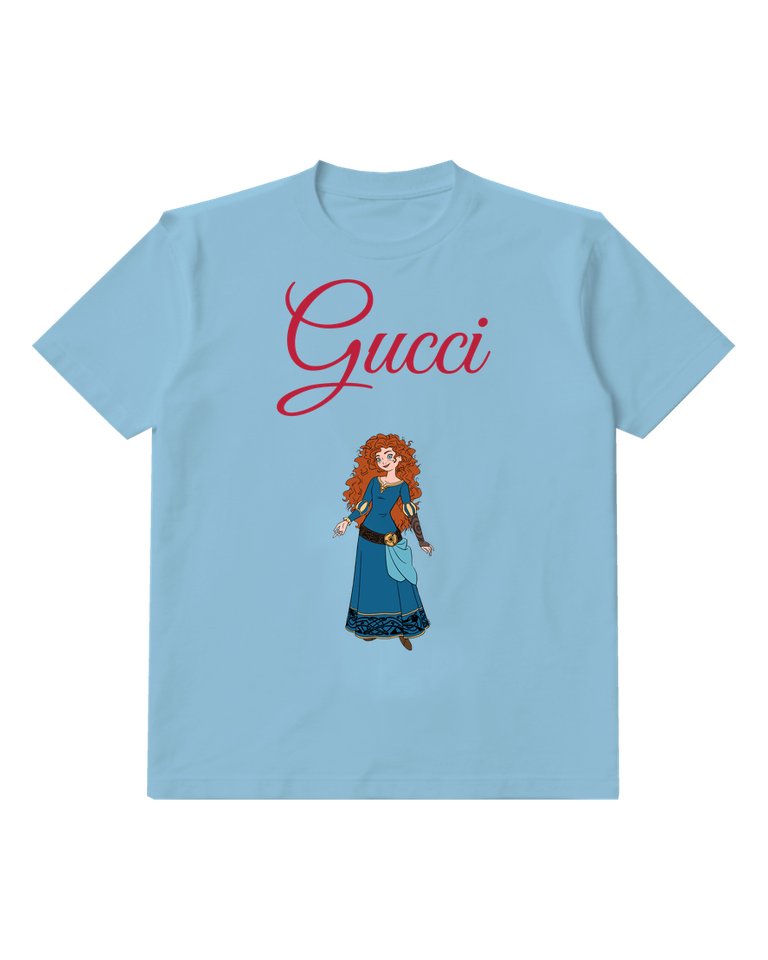 Sky Blue Curly Red Haired Archer Standing Graphic T-Shirt - front product view