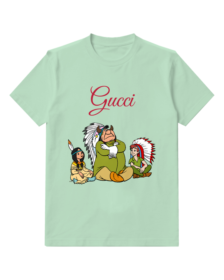 Sage Green Indian Chief Seated Arms Crossed Graphic T-Shirt - front product view