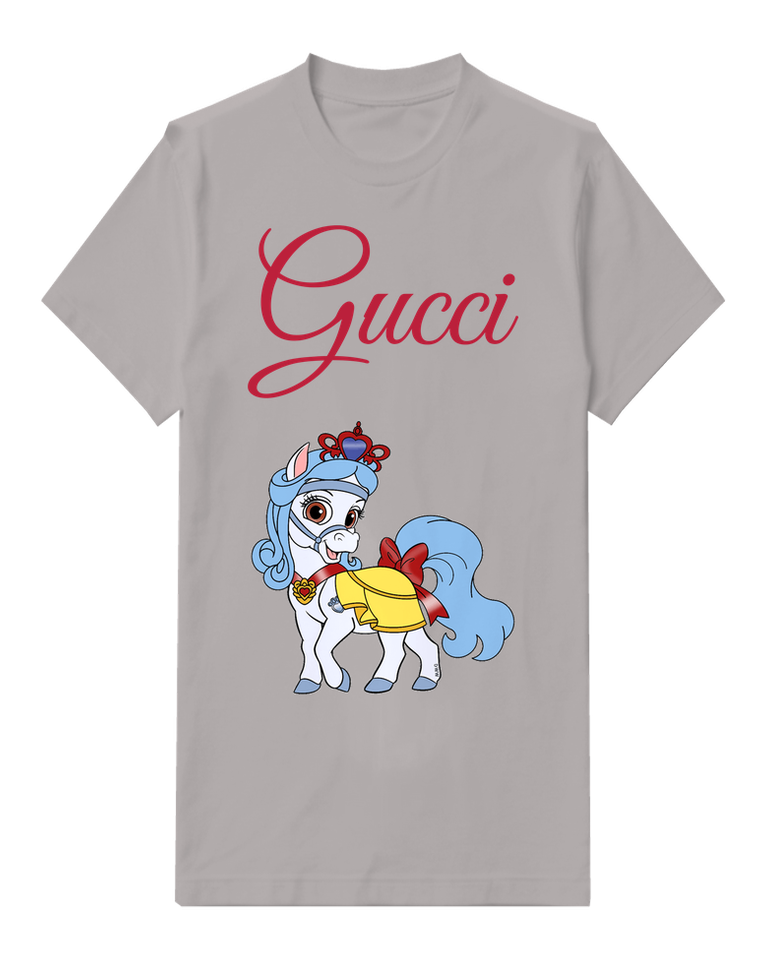 Gray Blue Pony In Yellow Dress Graphic T-Shirt - front product view