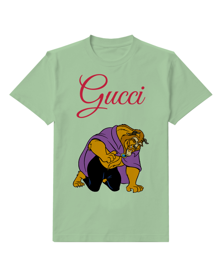 Sage Green Beast In Kneeling Posture Holding A Jewel Graphic T-Shirt - front product view