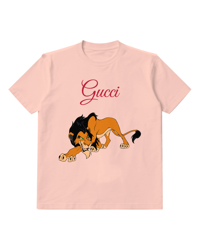 Blush Pink Lion Low Crouch Graphic T-Shirt - front product view