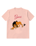 Blush Pink Lion Low Crouch Graphic T-Shirt - front product view
