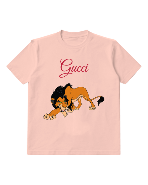 Blush Pink Lion Low Crouch Graphic T-Shirt - front product view