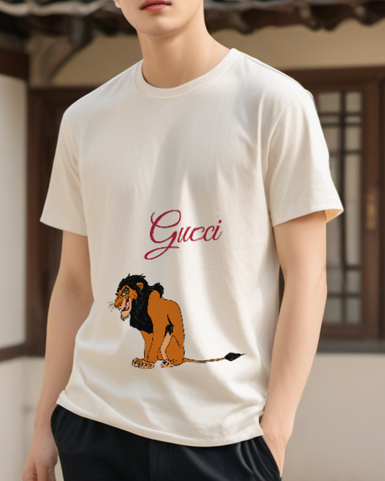 Ivory Lean Black Mane Lion Graphic T-Shirt - styled view 5