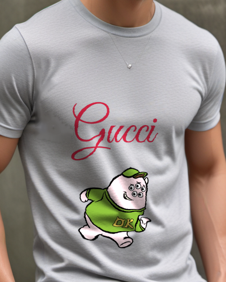 Light Gray Squishy Running In Green Outfit Graphic T-Shirt - model wearing view