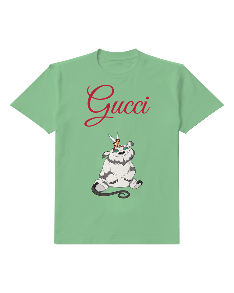 Sage Green Fawn Atop Neverbeast Seated Green Eyed Graphic T-Shirt - front product view