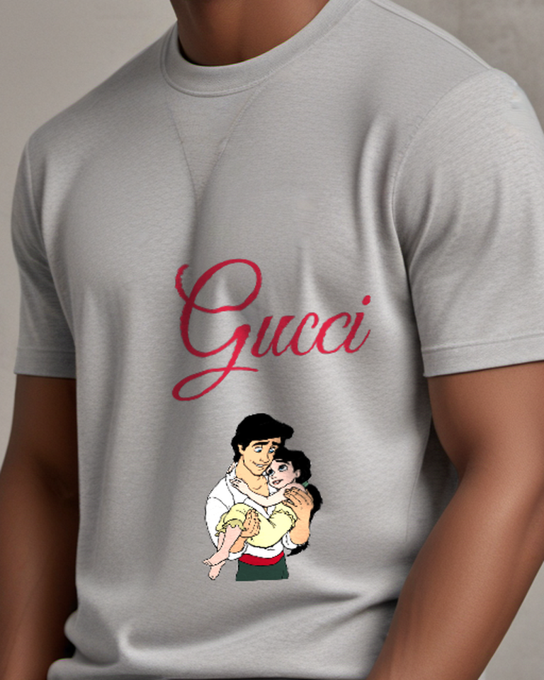 Gray Prince Eric Holds Young Girl Graphic T-Shirt - model wearing view