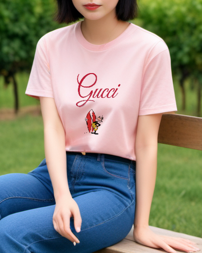 Blush Pink Surfboard Long Eared Dog Graphic T-Shirt - styled view 1