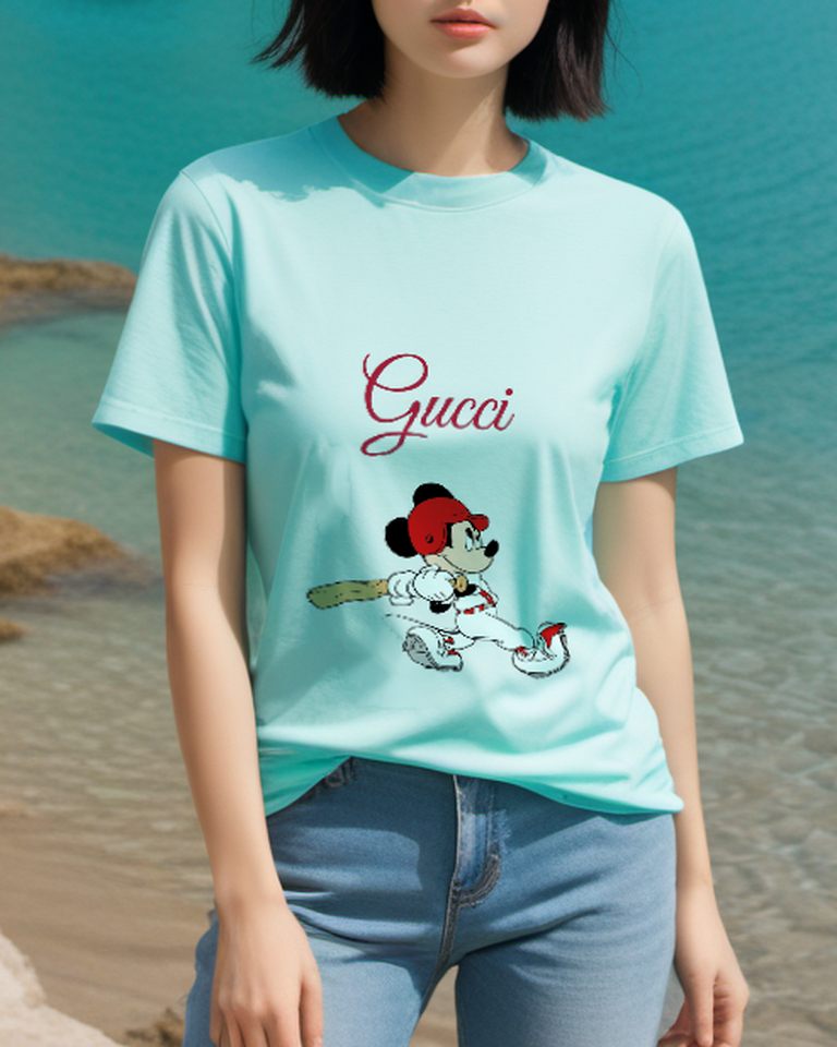 White Baseball Uniform Mouse Graphic T-Shirt - styled view 1