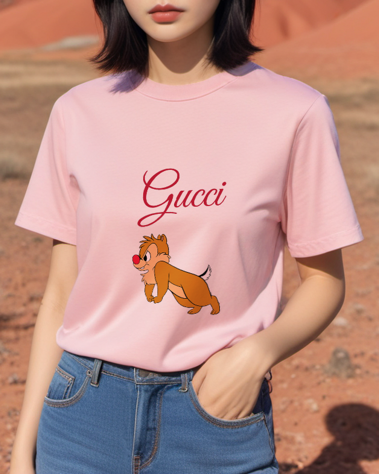 Blush Pink Red Nose Chipmunk Graphic T-Shirt - styled view 2