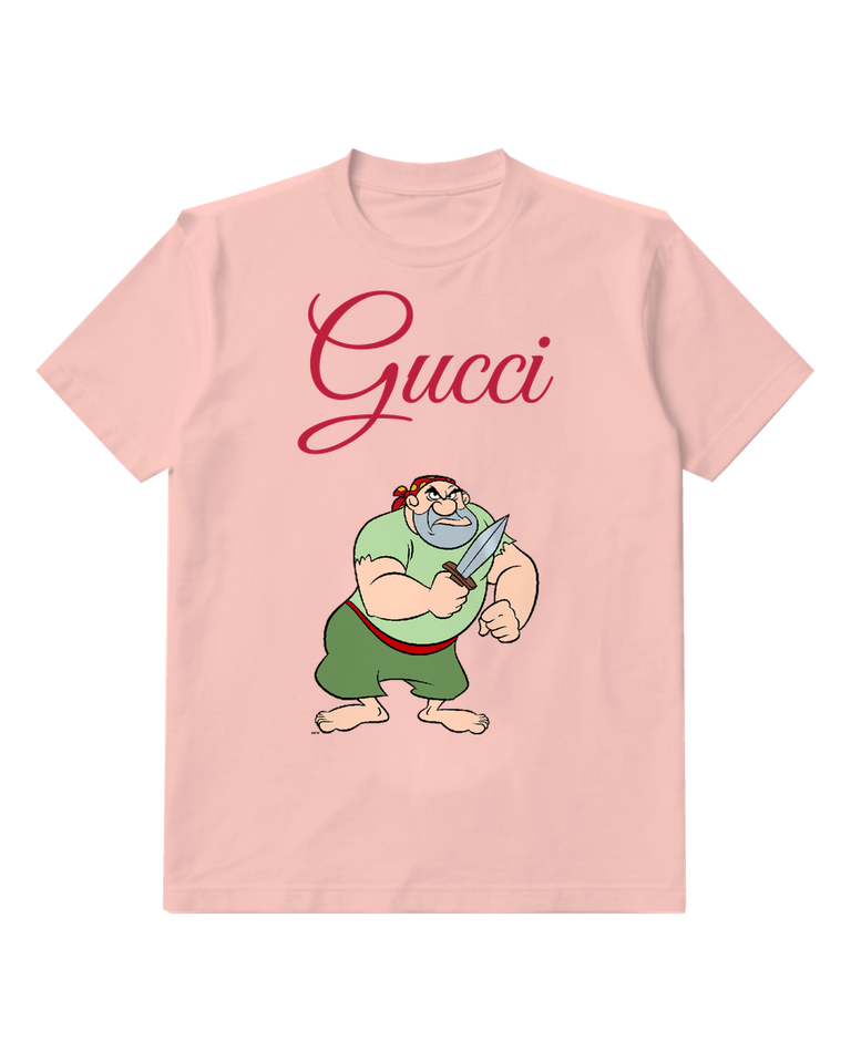Blush Pink Bearded Pirate Holding Dagger Graphic T-Shirt - front product view