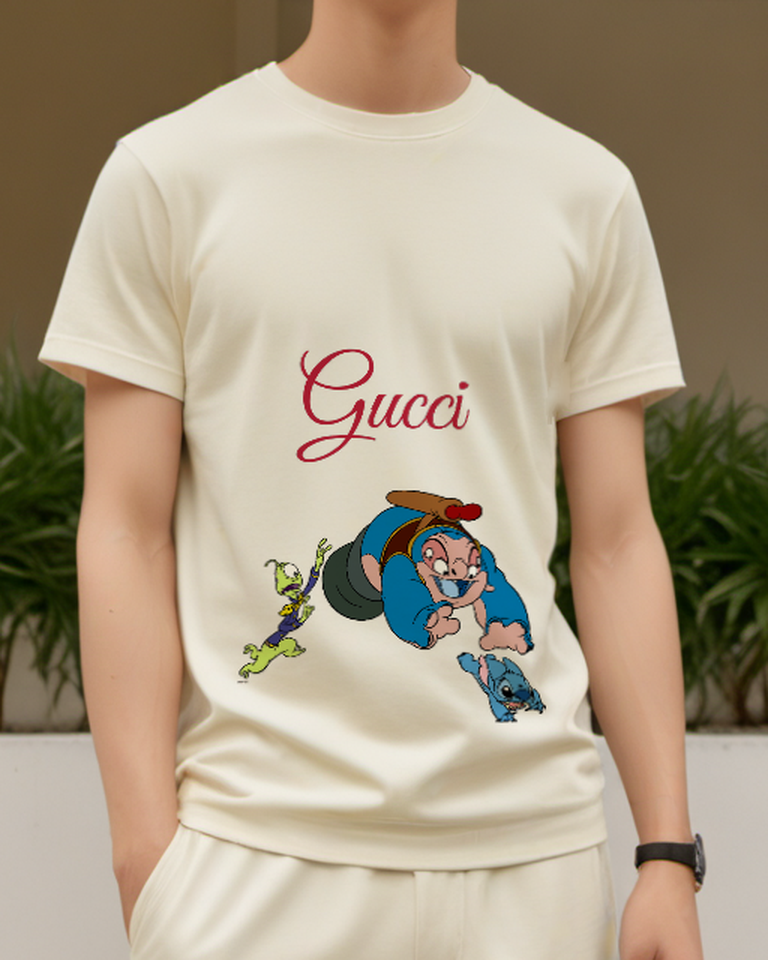 Ivory Pleakley Fleeing From Jumba Graphic T-Shirt - model wearing view