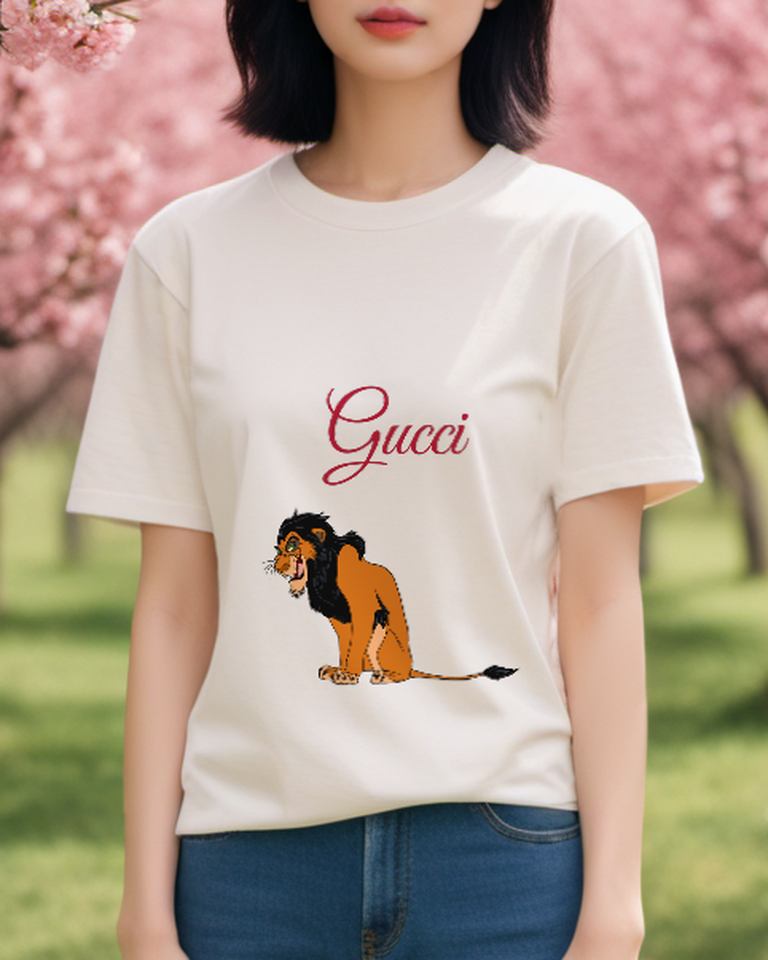 Ivory Lean Black Mane Lion Graphic T-Shirt - styled view 4