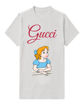 Light Gray Cartoon Girl In Blue Dress Graphic T-Shirt - front product view