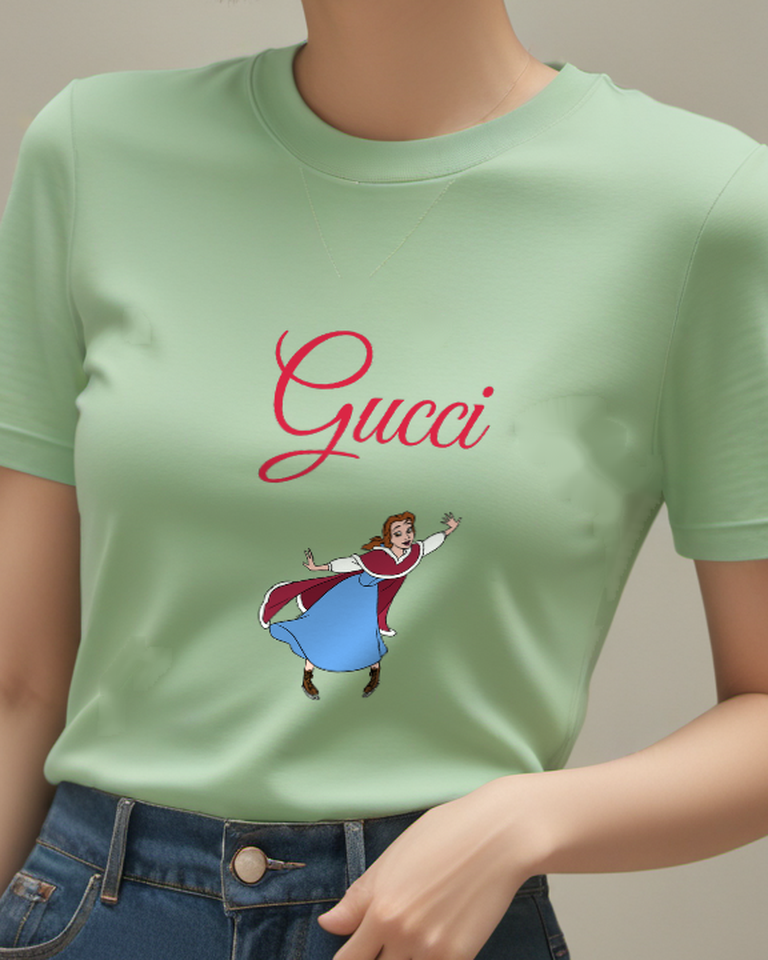 Sage Green Belle Skating Gracefully Graphic T-Shirt - model wearing view