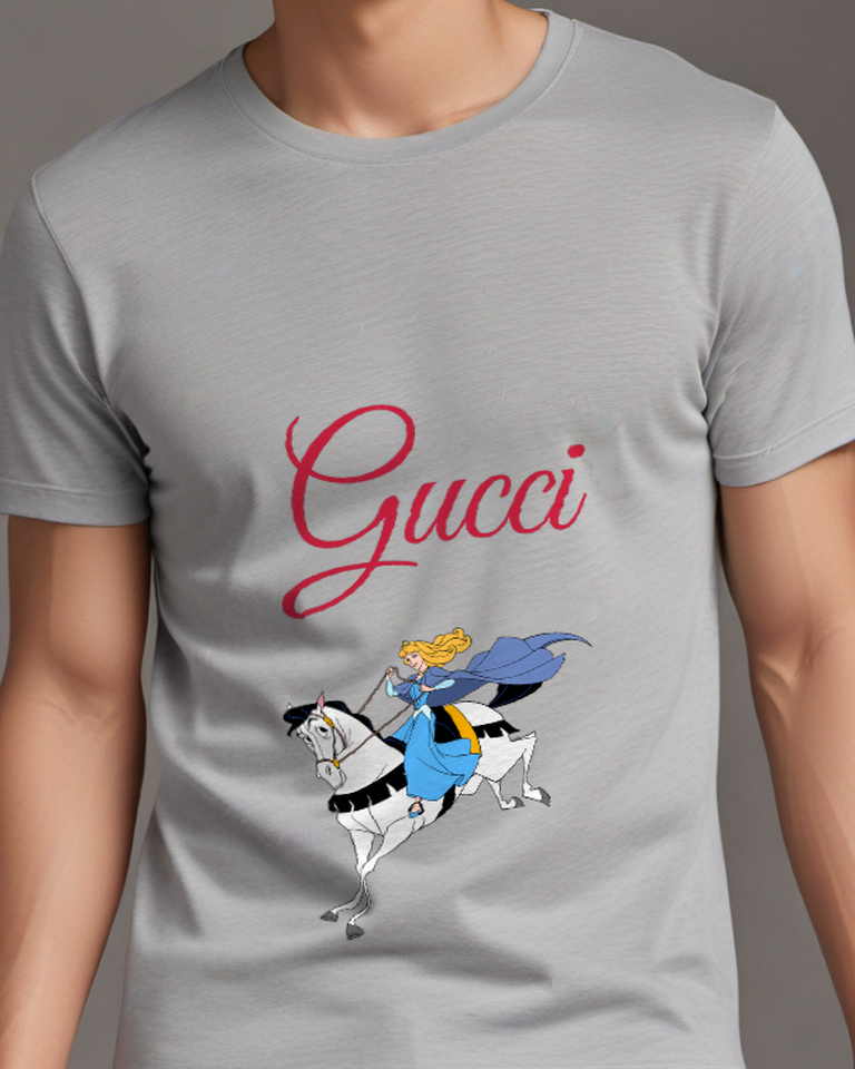 Gray Aurora Rides Horse With Flowing Cape Graphic T-Shirt - model wearing view