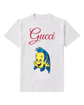 White Yellow Fish Side Turn Graphic T-Shirt - front product view
