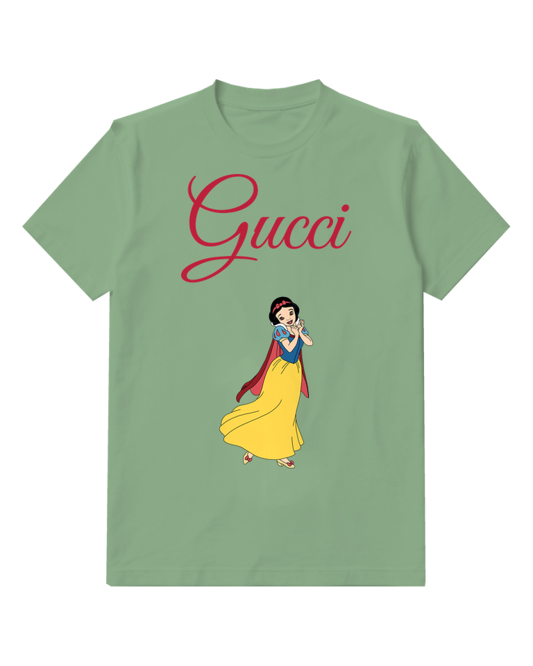 Sage Green Snow White In Joyful Dance Pose Graphic T-Shirt - front product view