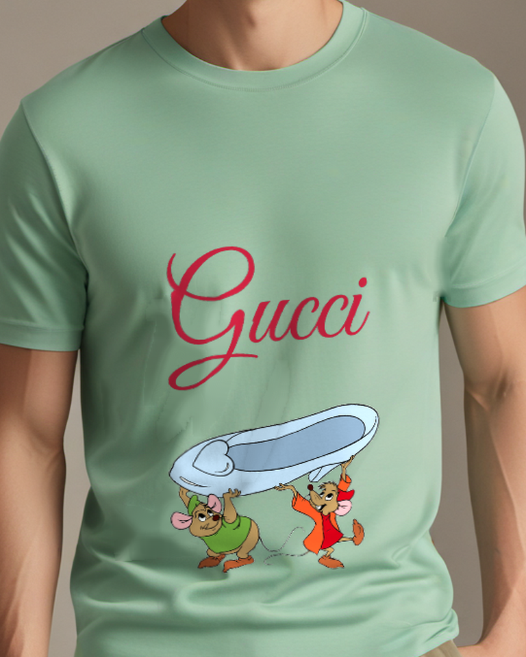 Sage Green Jaq And Gus Carry A Glass Slipper Graphic T-Shirt - model wearing view