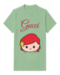Sage Green Ariel Rounded Portrait With Yellow Star Clip Graphic T-Shirt - front product view