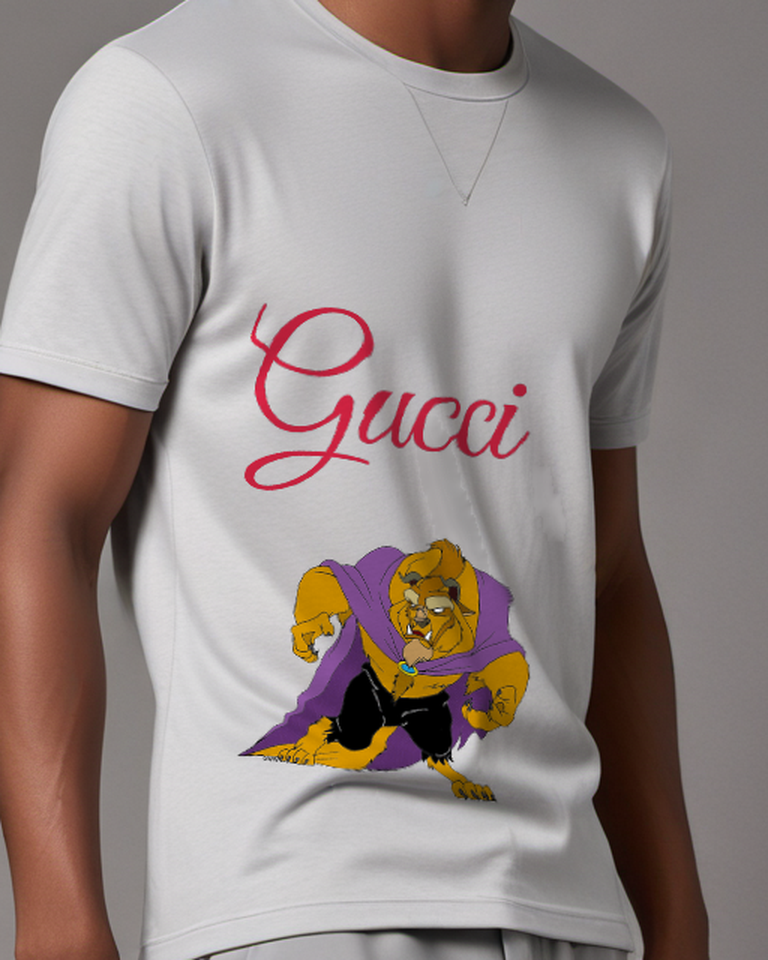Light Gray Angry Beast In Purple Cloak Graphic T-Shirt - model wearing view