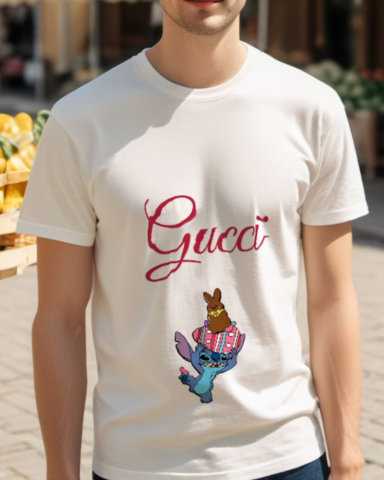 Ivory Gift Carrying Blue Creature Graphic T-Shirt - styled view 1