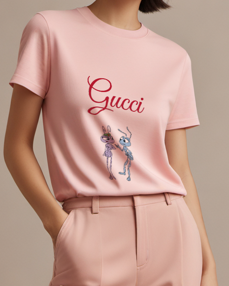 Blush Pink Two Ants In Conversation Stance Graphic T-Shirt - model wearing view