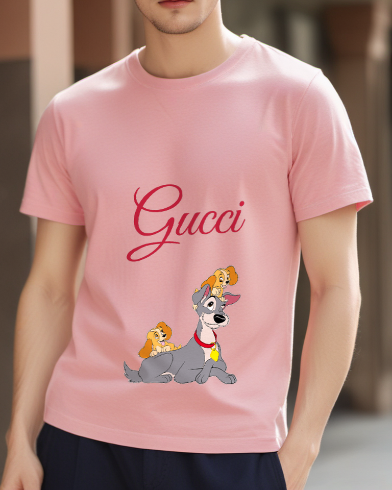 Ivory Gray Dog And Puppies Graphic T-Shirt - styled view 1