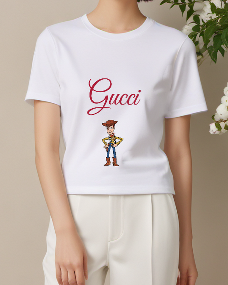 White Cowboy Hands On Belt Graphic T-Shirt - model wearing view