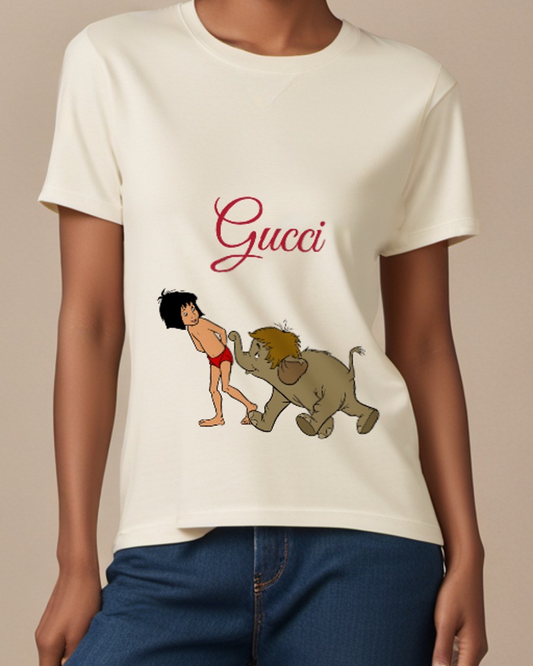 Ivory Mowgli Barefoot Playful Stance Graphic T-Shirt - model wearing view