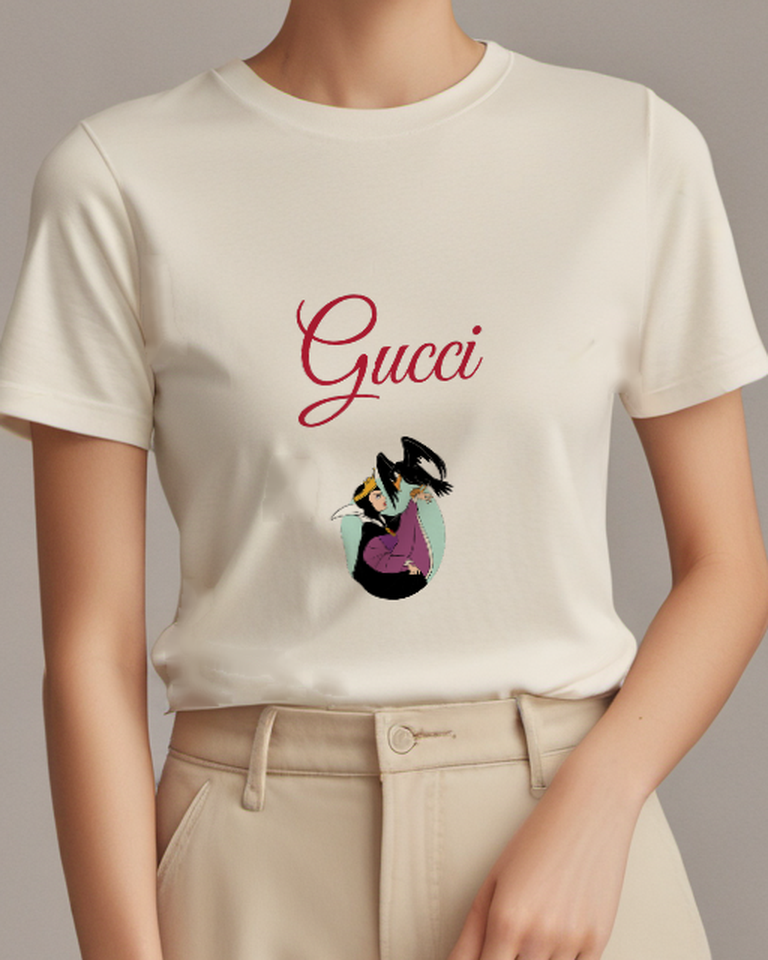 Ivory Evil Queen With Crow Perched On Hand Graphic T-Shirt - model wearing view