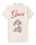 White Gray Rabbit Upward Gaze Graphic T-Shirt - front product view