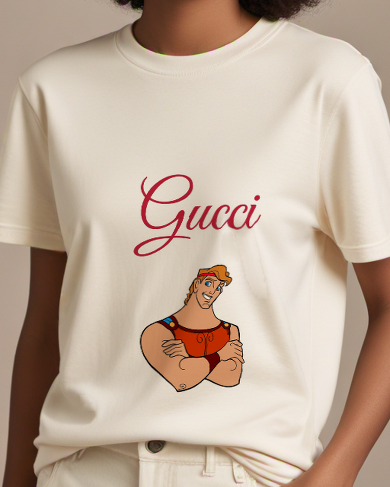 Ivory Hercules Arms Crossed Smiling Graphic T-Shirt - model wearing view