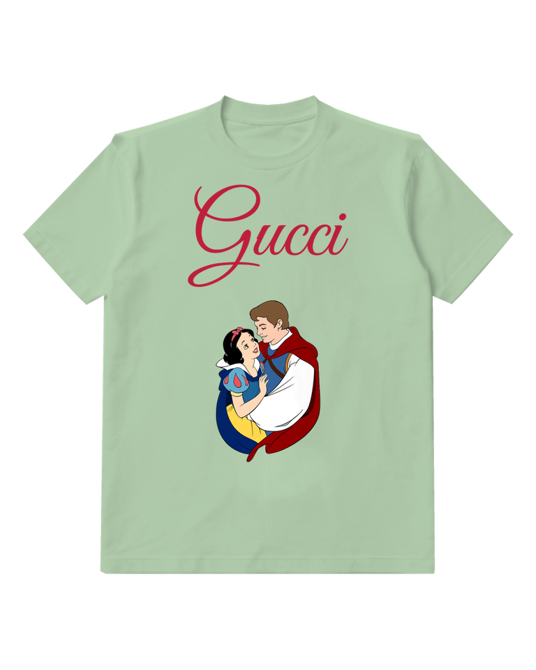 Sage Green Snow White Embraced By Prince Graphic T-Shirt - front product view