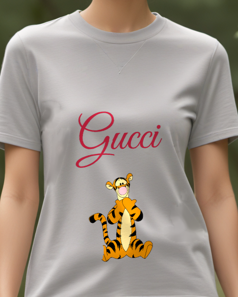 Gray Seated Stripe Tiger Graphic T-Shirt - model wearing view