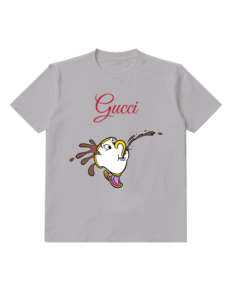 Gray Teapot Pouring Splash Graphic T-Shirt - front product view