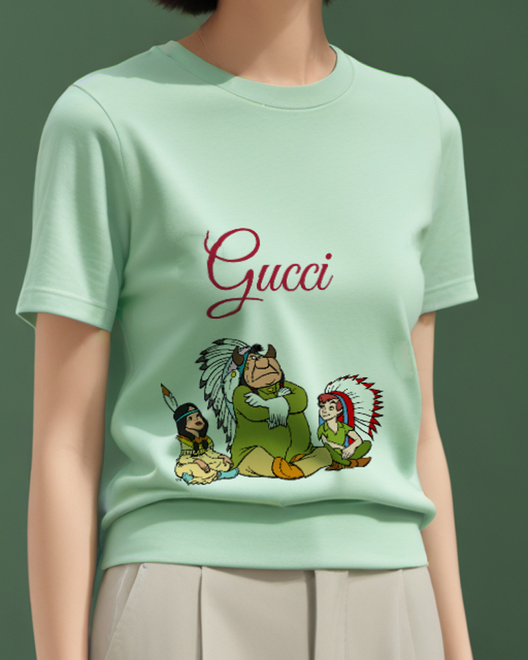 Sage Green Indian Chief Seated Arms Crossed Graphic T-Shirt - model wearing view