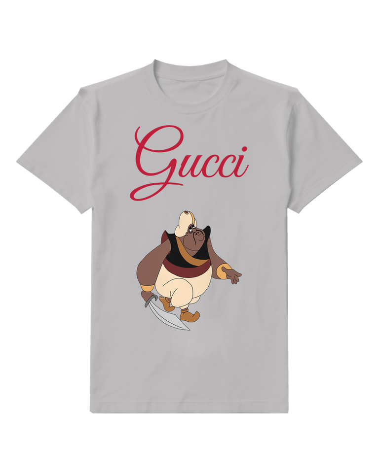 Light Gray Cartoon Character In Dynamic Running Pose Graphic T-Shirt - front product view