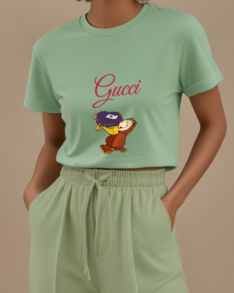 Sage Green Cogsworth Carrying Pillow Graphic T-Shirt - model wearing view