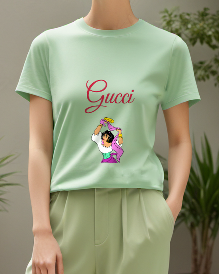 Sage Green Dancer In Joyful Raised Arms Graphic T-Shirt - model wearing view
