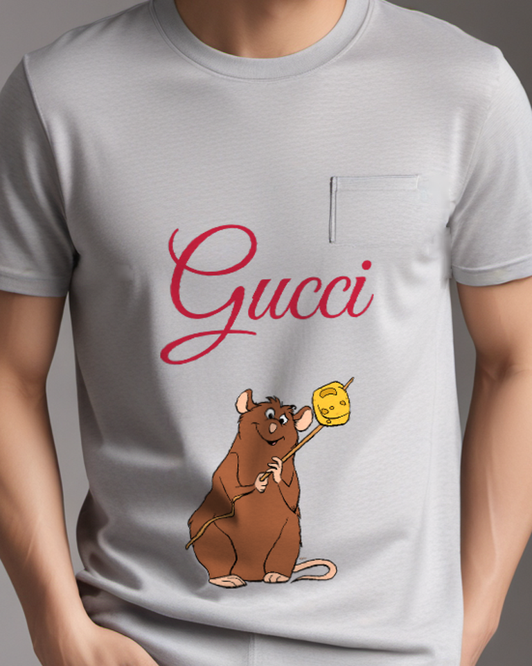 Light Gray Brown Ox With Golden Bell Graphic T-Shirt - model wearing view