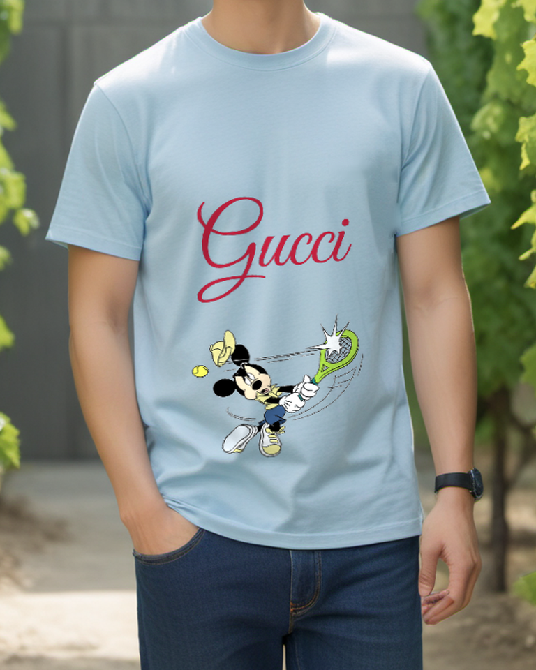 Sky Blue Tennis Bow Mouse Graphic T-Shirt - styled view 5