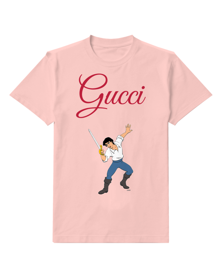 Blush Pink Prince Eric Sword Wielding Stance Graphic T-Shirt - front product view