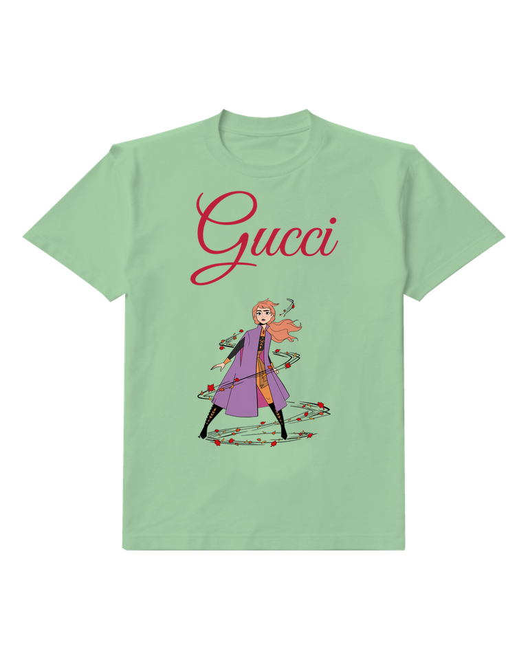 Sage Green Anna In Dynamic Autumn Pose Graphic T-Shirt - front product view