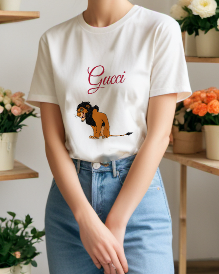 Ivory Lean Black Mane Lion Graphic T-Shirt - styled view 1