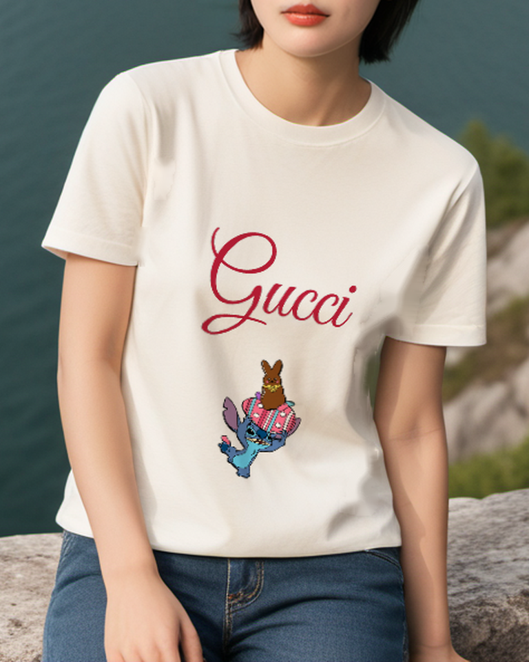 Ivory Gift Carrying Blue Creature Graphic T-Shirt - styled view 5