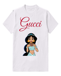 White Jasmine Holding Ornate Cup Graphic T-Shirt - front product view